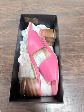 COACH MAGGIE LEATHER HOT PINK SLIDE MULE LEATHER SANDALS